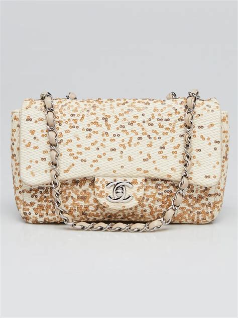 chanel raffia sequin small flap bag